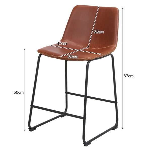 Bronze Wrought Iron Bar Stool 2pcs- Iron bar Stools with Leather Seats - Bar Stool Chairs