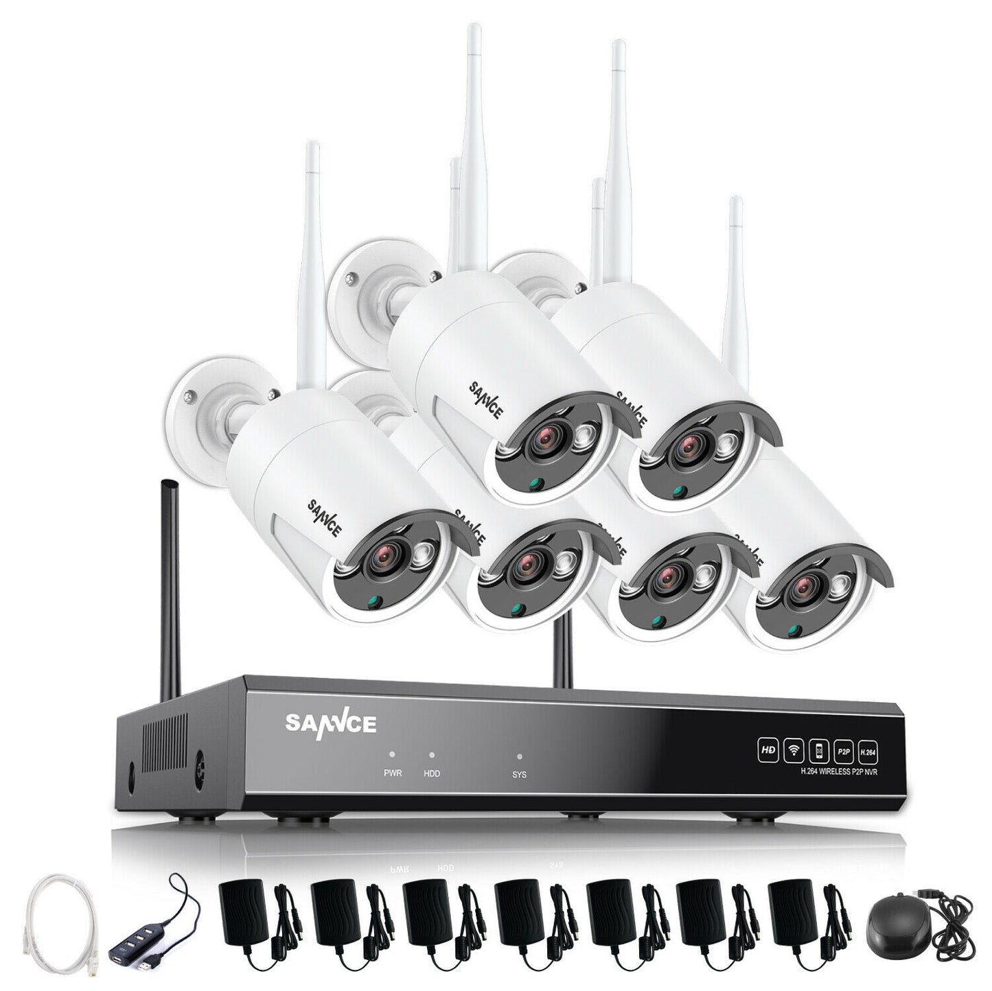SANNCE - 8CH Security Camera System - NVR HD 1080P Security IP Camera System - CCTV IR Night Vision