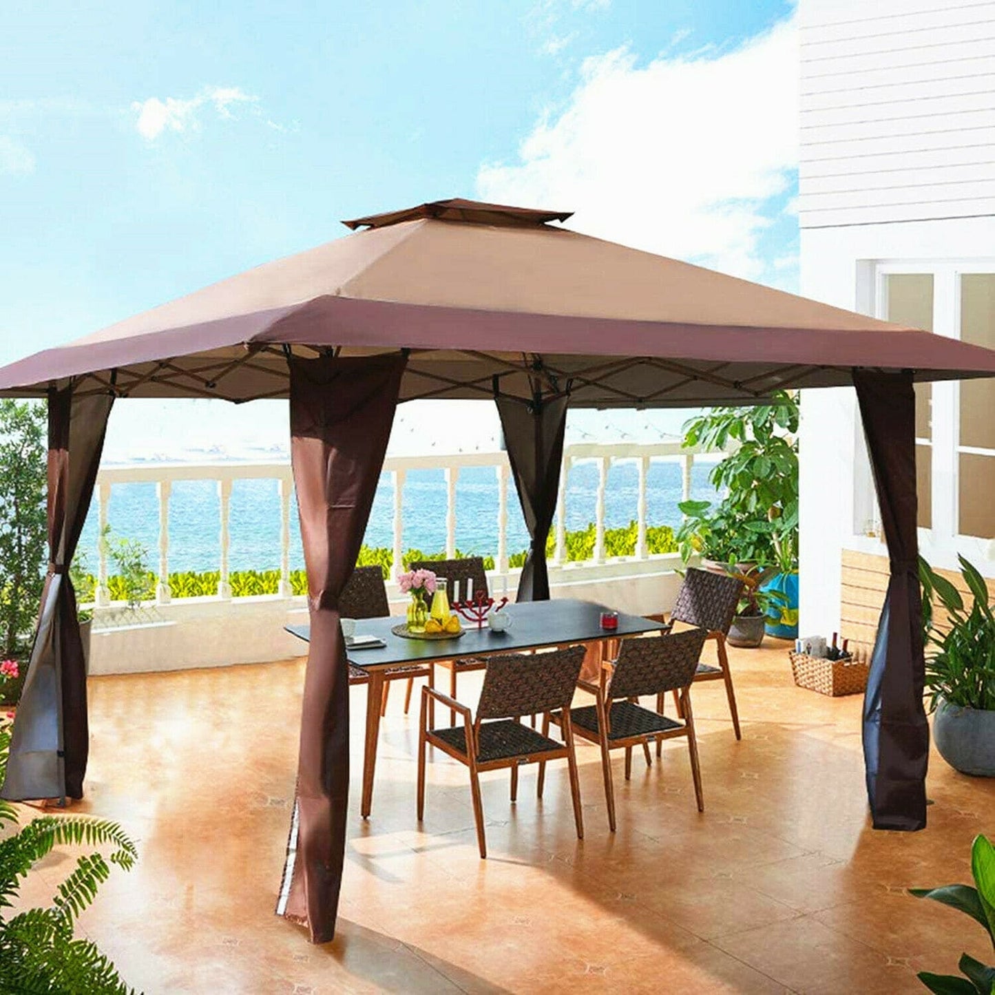 Gazebo Canopy Pop Up - 13x13 ft Outdoor Canopy Tent For Patio - Garden Party Wedding Canopy Tent