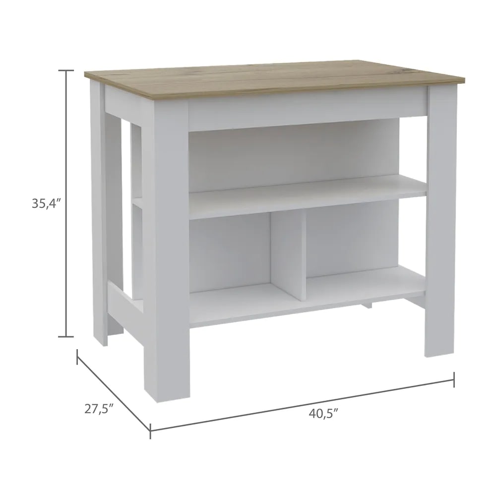 Brooklyn Kitchen Island — Scratch Resistant Surface with Shelves
