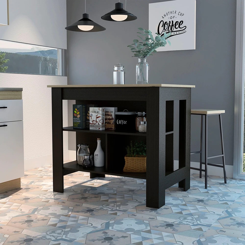 Brooklyn Kitchen Island — Scratch Resistant Surface with Shelves