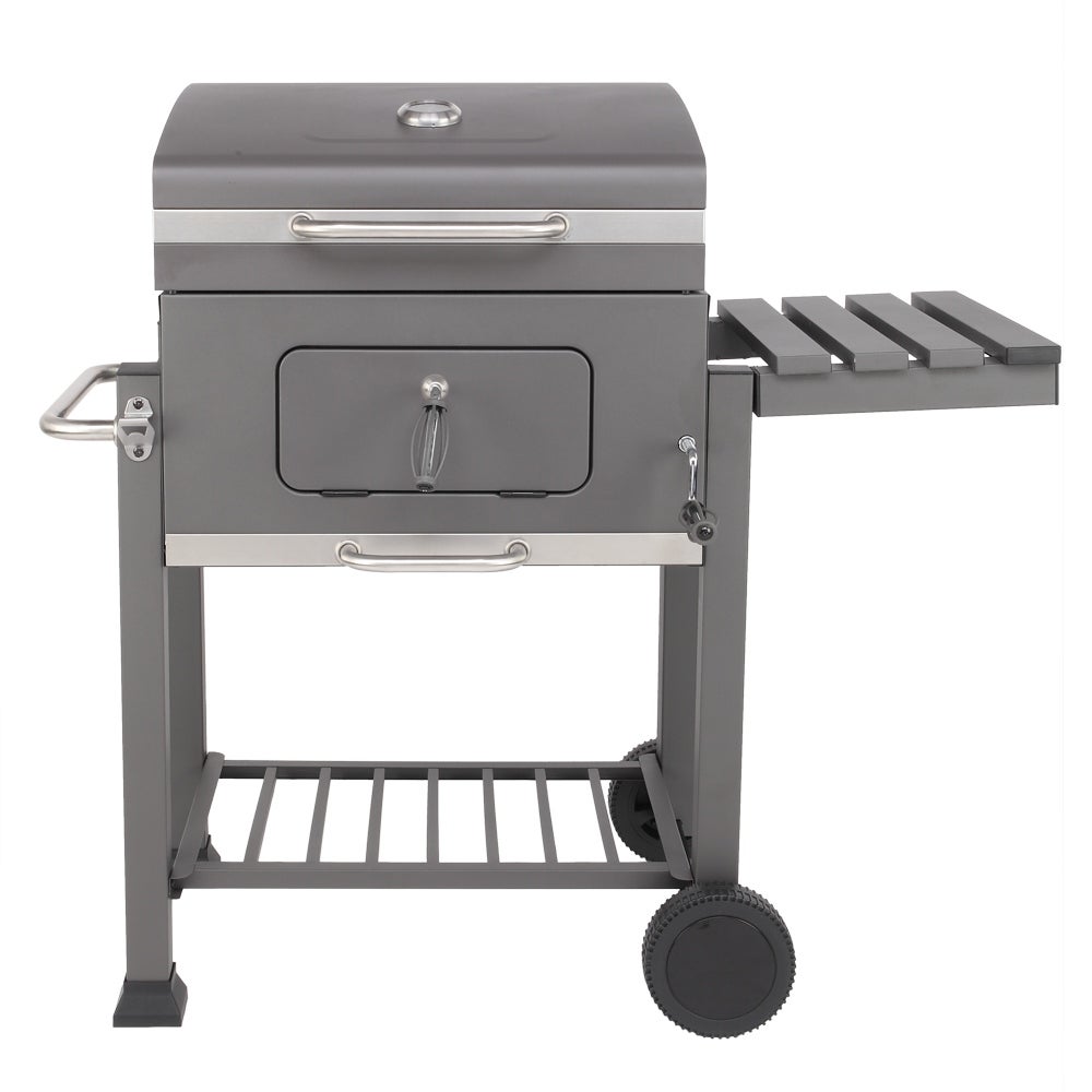 ZOKOP Square Oven Charcoal Grill — With Tray, Oven, Wheels, and Foldable Side — For Outdoor Cooking, Camping, Barbeque