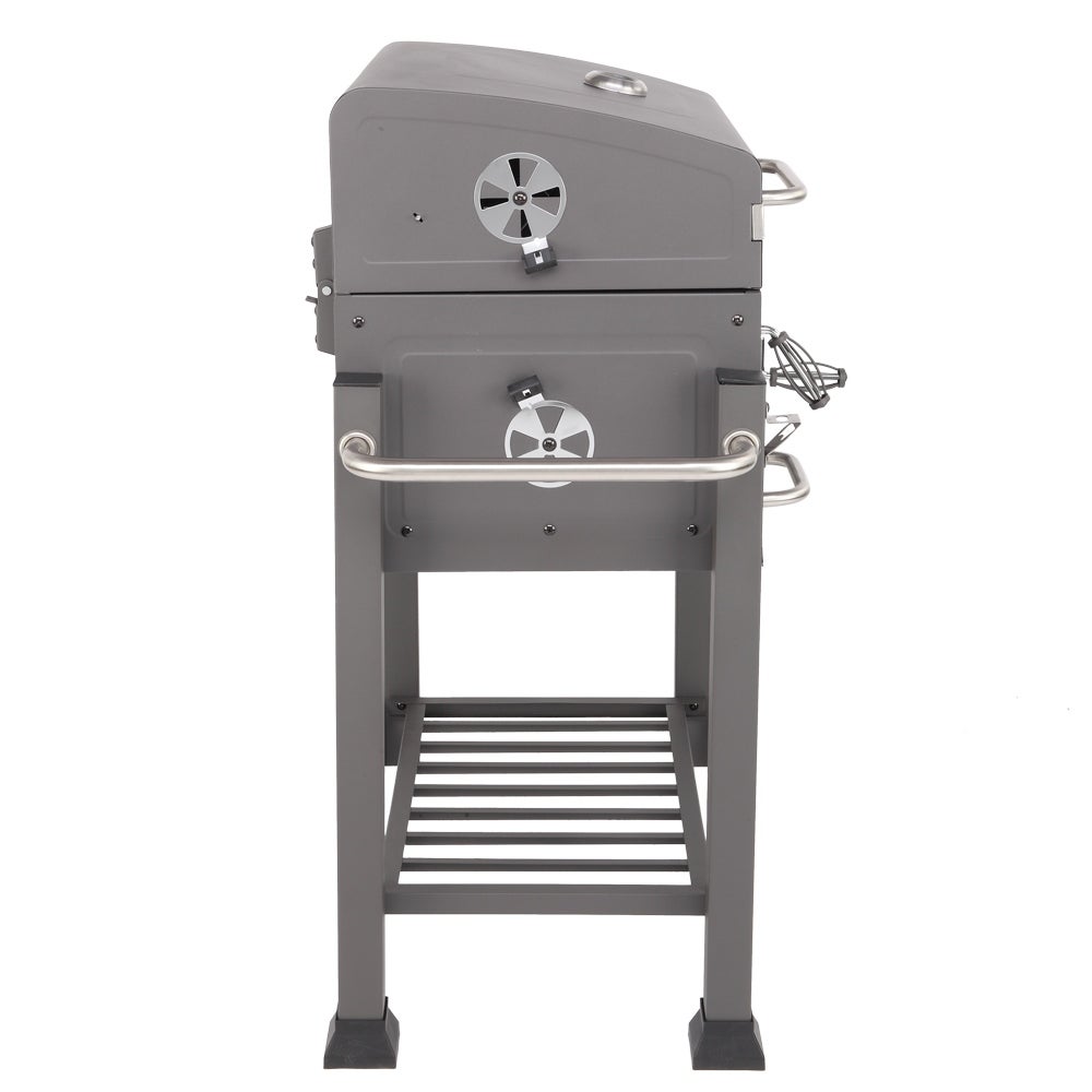 ZOKOP Square Oven Charcoal Grill — With Tray, Oven, Wheels, and Foldable Side — For Outdoor Cooking, Camping, Barbeque