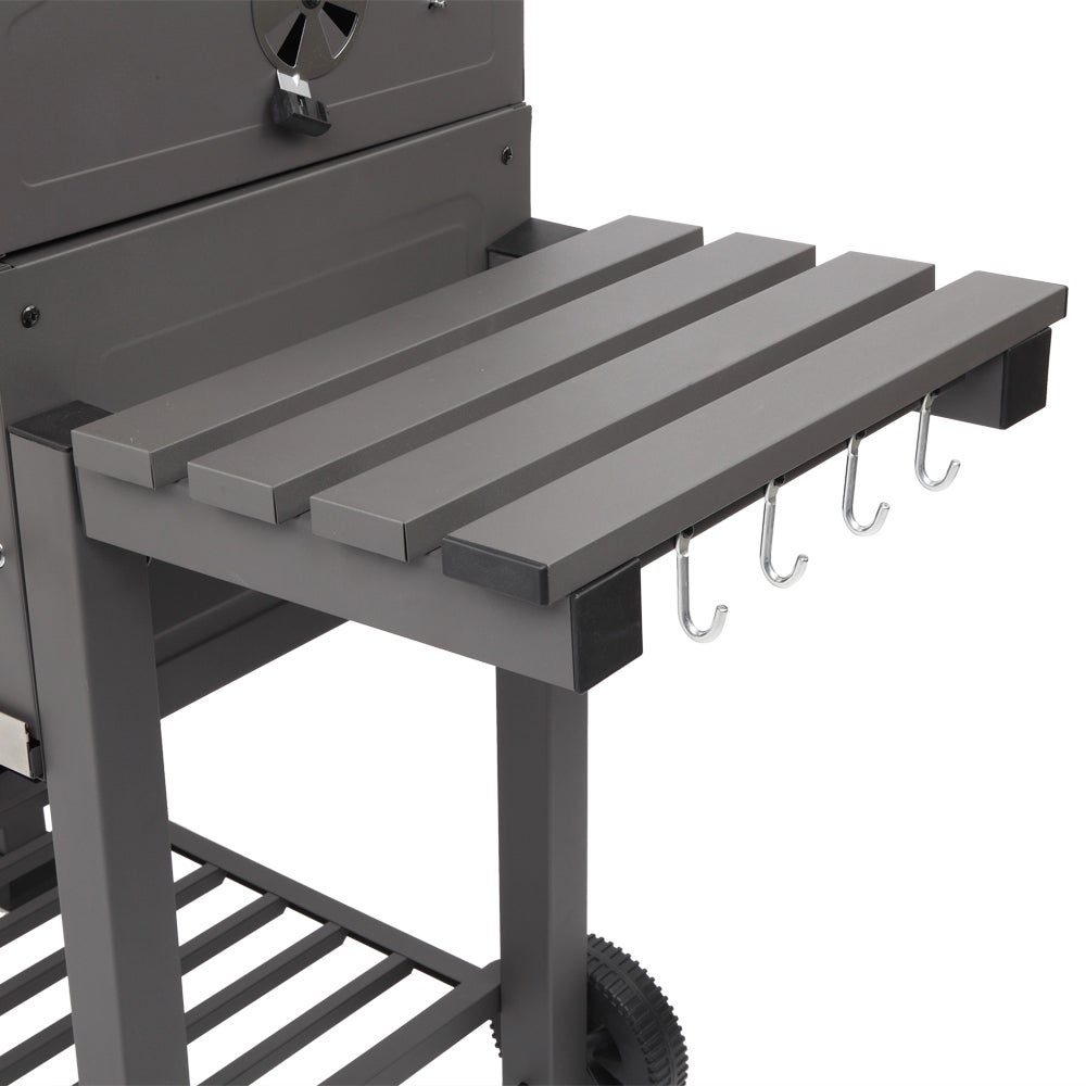 ZOKOP Square Oven Charcoal Grill — With Tray, Oven, Wheels, and Foldable Side — For Outdoor Cooking, Camping, Barbeque