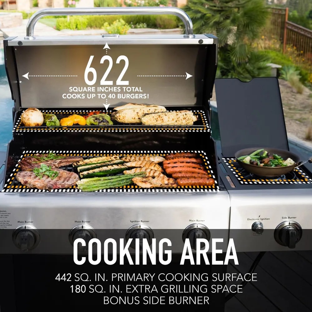 4 Burner plus Side Burner with Stainless Steel Lid Grill