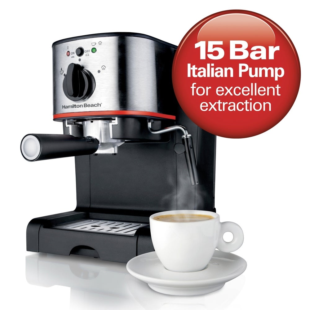 Hamilton Beach Espresso and Cappuccino Maker with Steam Wand and Cup Warmer