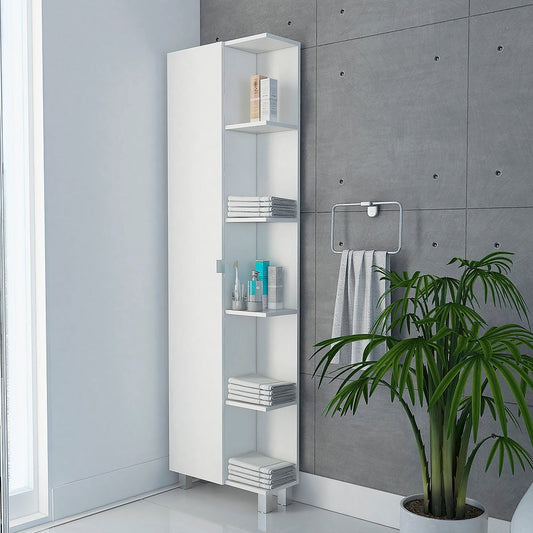 Bathroom Linen Bedroom Cabinet with Adjustable Shelves and Mirror