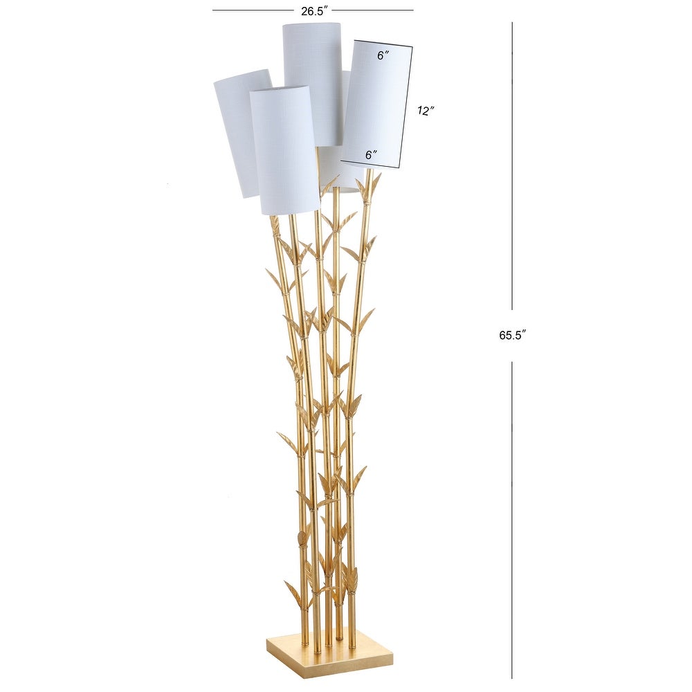 5-Light 65.5" LED Floor Lamp — Gold White Bamboo Lighting by JONATHAN Y