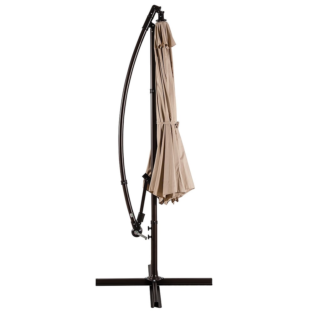 10 ft. Hanging Patio Umbrella — Adjustable Height with Steel Pole and Ribs — Available Colors Gray, White, Red, Beige, Navy Blue