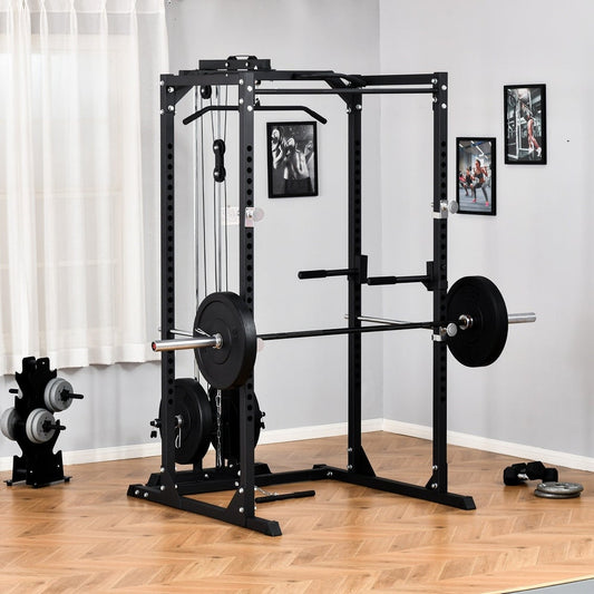 Heavy Duty Multi-Function Power Rack Cage — Home Gym Exercise Workout Station Strength Training w/ Stand Rod