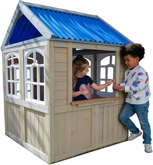 KidsHouse - Outdoor Cooper Wooden Playhouse - Kids Playhouse with Doors Window - Playhouse for Kids Toddler
