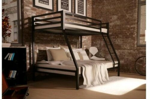 Wooden Bunk Bed with Ladder - Twin Over Full Bedroom Set - Bunk Beds Furniture Wood Frame - Loft Set