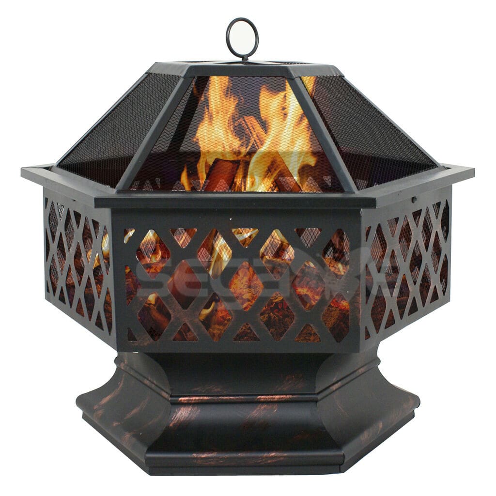 Hex Shaped Patio Fire Pit - Outdoor Wood Burning Fire Pit - Home Garden Fire Pit- Backyard Fire Pit