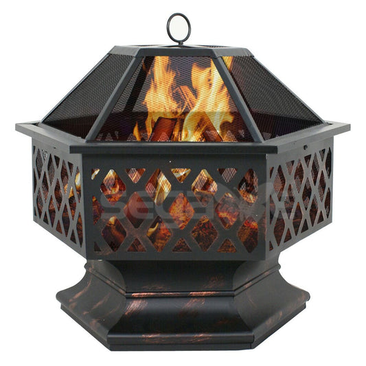 Hex Shaped Patio Fire Pit - Outdoor Wood Burning Fire Pit - Home Garden Fire Pit- Backyard Fire Pit