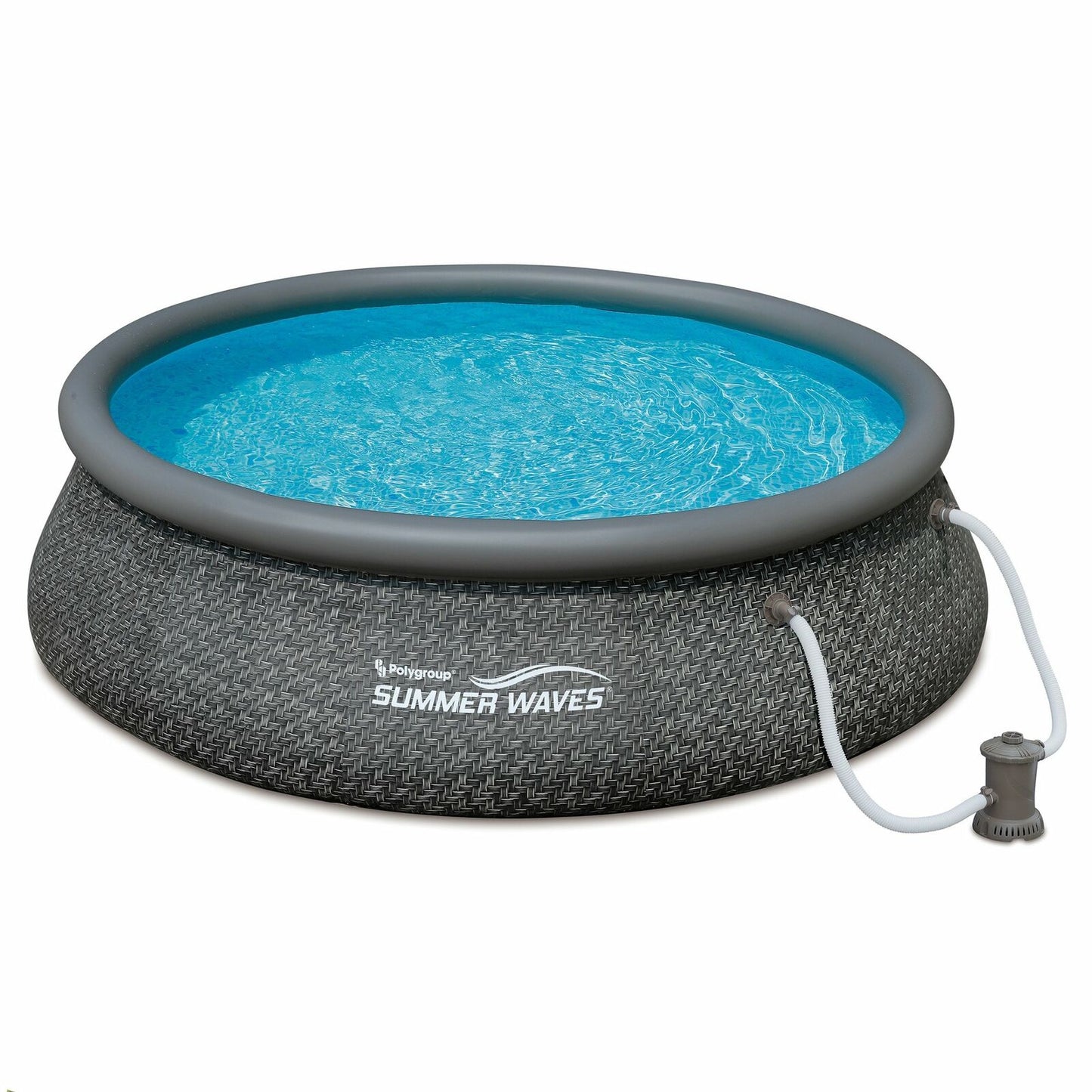 SummerWaves - 12ft x 36" Inflatable Above Ground Round Swimming Pool Set - Inflatable Round Pool with Pump
