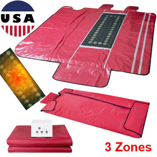 BodyShaper - 3 Zones Far Infrared Sauna Blanket - Slimming Tourmaline Jade Stones - Home Detox Spa