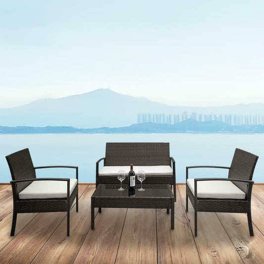 Patio Furniture Set - Rattan Furniture - Patio Sofa Set - Outdoor Sofa Furniture - Outdoor Chair Set - Wicker, Table, 4 Piece, Light Weight