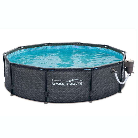 SummerWaves - 10ft - 12ft Above Ground Round Frame Swimming Pool Set - Above Ground Pool with Pump