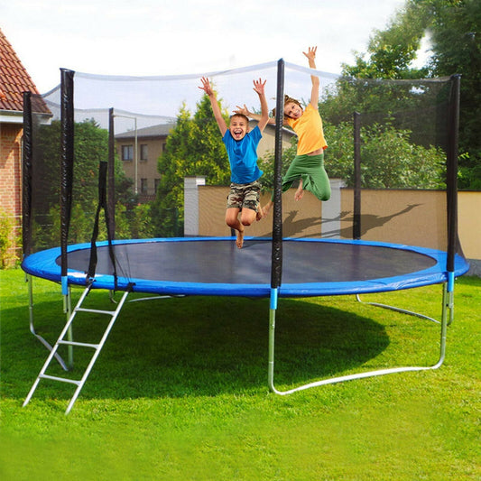 12 ft Kids Trampoline - Trampoline with Enclosure Net - Jumping Mat and Spring Cover Padding - KidsFriendly Trampoline