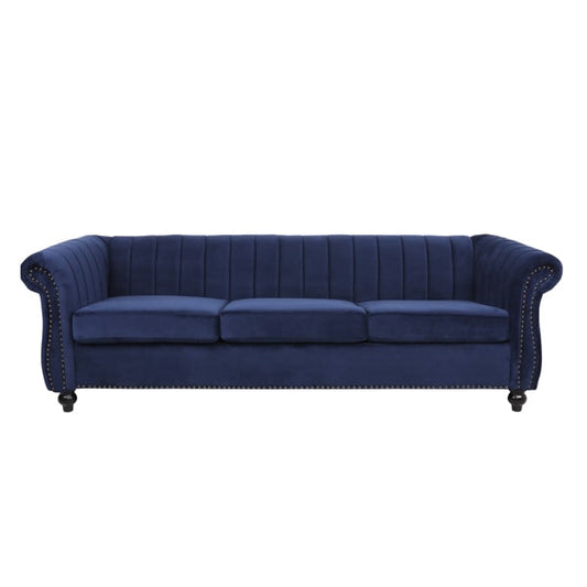 Modern Velvet 3 Seater Sofa - Modern Glam Sofa - Velvet Dark Green Sofa - Velvet Dark Blue