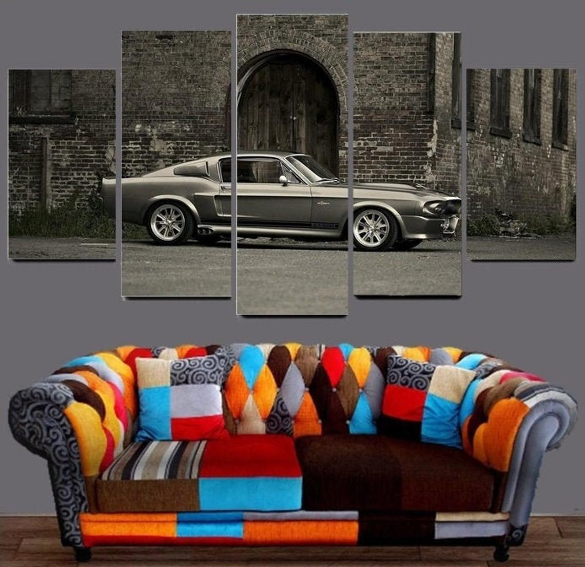 Ford Mustang Shelby GT500 Wall Art Canvas - Shelby GT500 Wall Art - Framed Print - Home Decor Gift Idea - Painting Poster 5 Piece