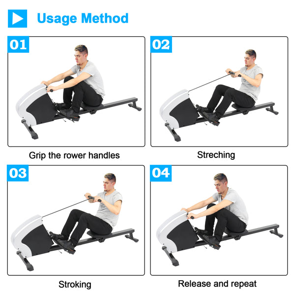 Rowing Machine - 8 Level Adjustable Resistance Home Rowing Machine - Foldable Home Rowing Machine Device - Rowing Machine with LCD Display