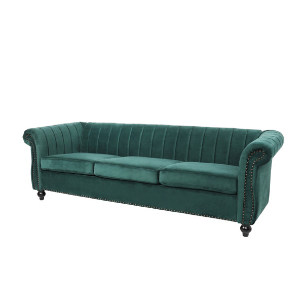 Modern Velvet 3 Seater Sofa - Modern Glam Sofa - Velvet Dark Green Sofa - Velvet Dark Blue