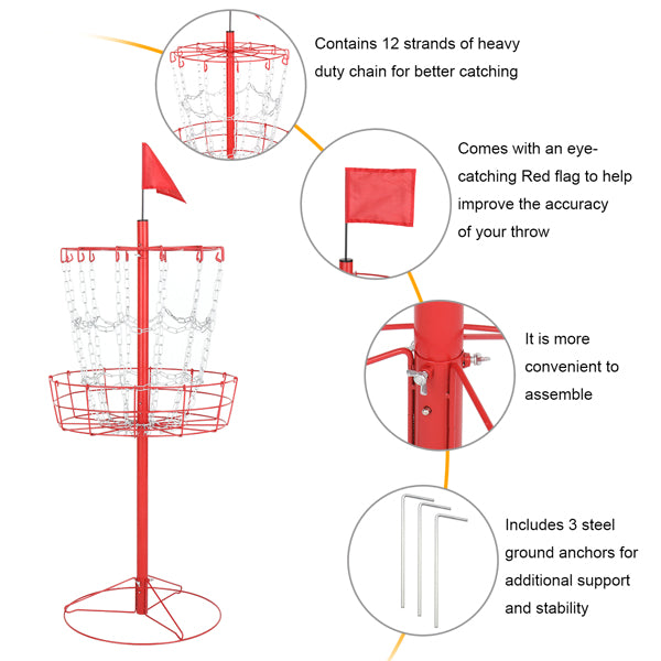 Frisbee Golf Basket - Pro Disc Golf Basket - Portable Metal Disc Golf Basket Target Set - Flying Discs Golf Baskets for Indoor
