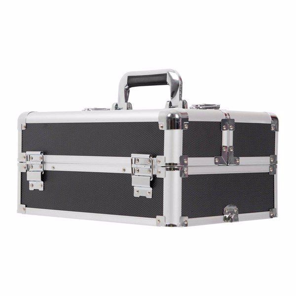 4 in 1 Rolling Makeup Case Makeup Trolley Case With Wheels Makeup Travel Case Organizer (BLACK) - Cosmetic Lockable Trolley - Nail Artist Travel Train Organizer Box