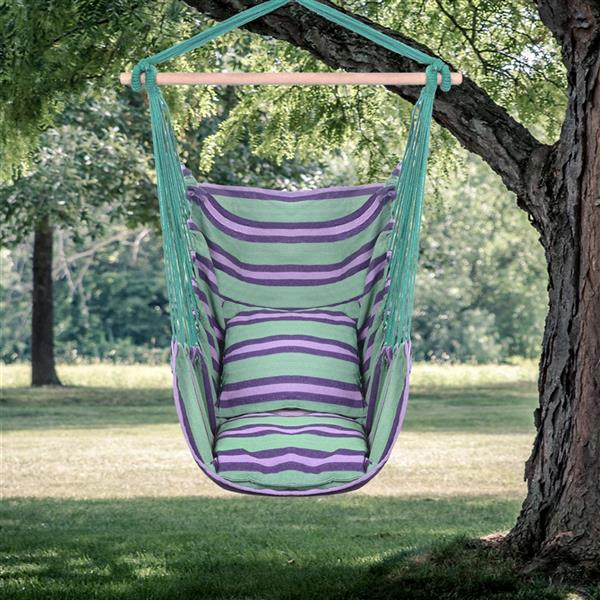 Canvas Hanging Rope Chair with Pillows - Hammock Chair Swing -  Porch Hammock Swing