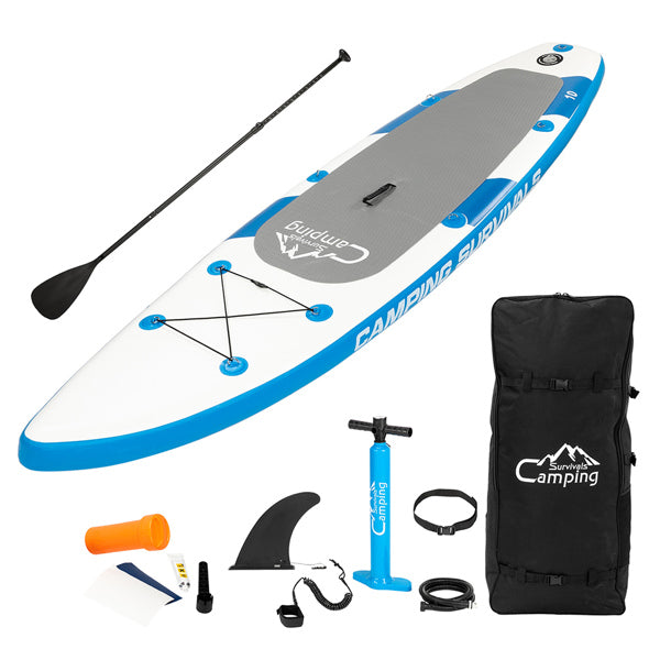 11 ft Inflatable Stand Up Paddle Board - Inflatable Surfboard Blue and White - Traveling Board for Surfing