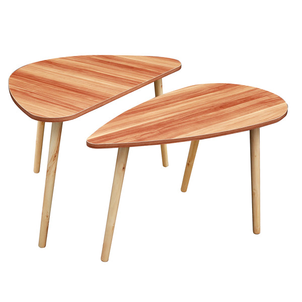 Nesting Coffee Table, Set of 2 Drop Shape Table-Triangle Table and Oval Table-a Contemporary Style Leisure Tea Table, and a Cocktail Walnut Table