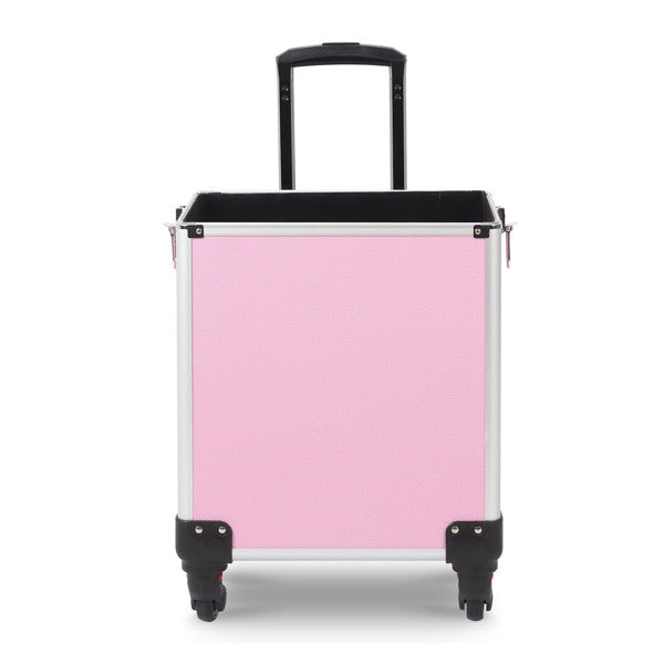 4 in 1 Rolling Makeup Case Makeup Trolley Case With Wheels Makeup Travel Case Organizer (PINK) - Cosmetic Lockable Trolley - Nail Artist Travel Train Organizer Box