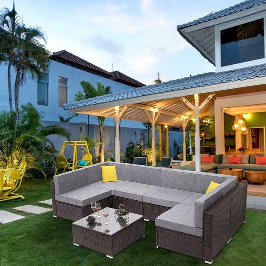Patio Furniture Couch - Wicker - Rattan - Conversation Sofa Sectional Set - Rattan Sofa - Patio Sofa Set - Outdoor