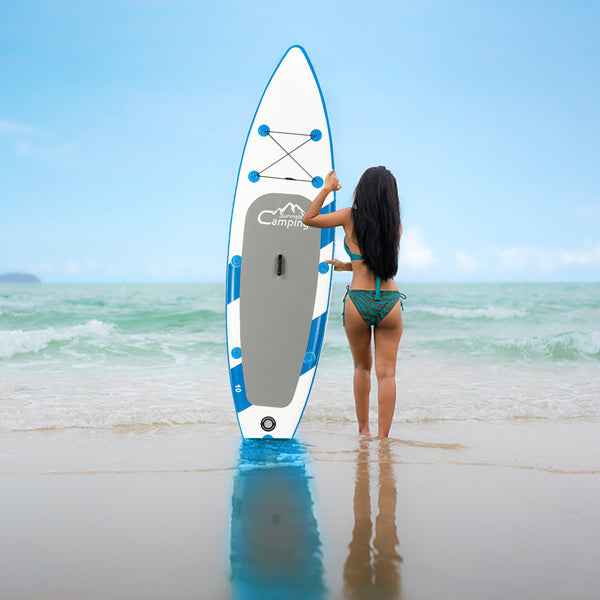 11 ft Inflatable Stand Up Paddle Board - Inflatable Surfboard Blue and White - Traveling Board for Surfing