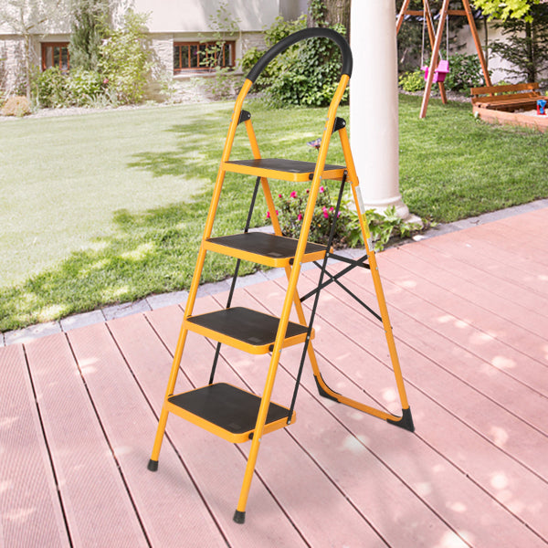 4 Step Ladder Folding Step Stool - Lightweight Ladder with Handgrip Anti-Slip - Wide Pedal