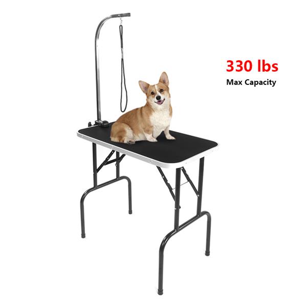 32" Foldable Pet Grooming Table - Professional Grooming Table - Pet Grooming Table with Adjustable Arm Black
