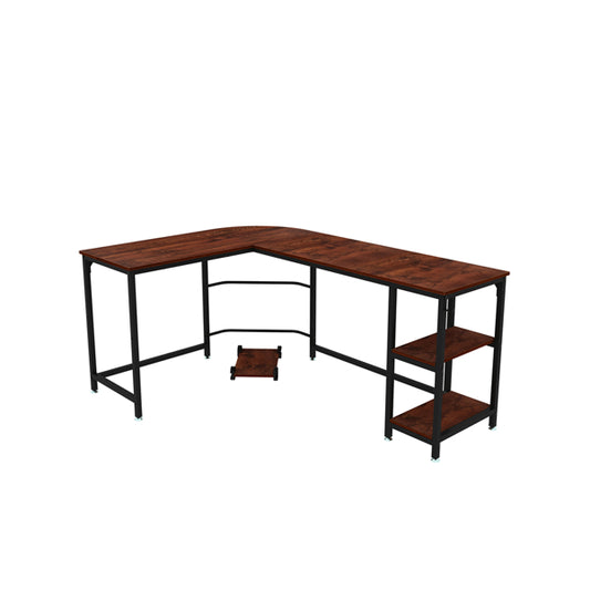 66inches Modern L-Shaped Desk Corner Computer Desk with Open Shelf - Industrial Corner Desk Writing Study Table with Storage Shelves - Table for Home Office Workstation,