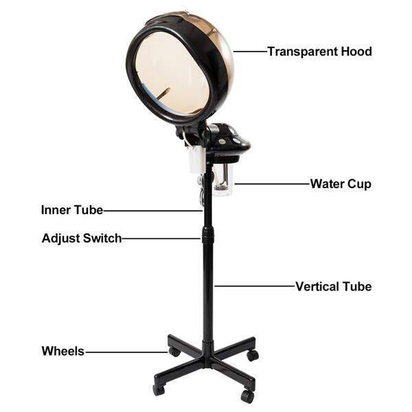 Stand Professional Hair Treatment Steamer Machine Black - Mini Hair Steamers for Spa and Salon - Hairdressing Care Hood Color Processor Beauty
