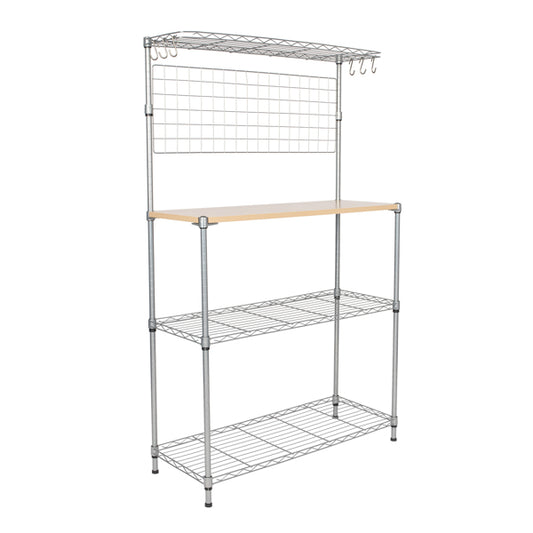 4-Tier Bakers Rack with Kitchen Storage Chrome - Kitchen Standing Baker's Rack - Adjustable Cart Microwave Storage Shelf