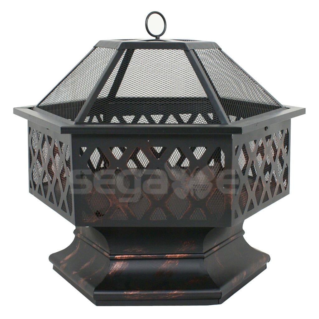 Hex Shaped Patio Fire Pit - Outdoor Wood Burning Fire Pit - Home Garden Fire Pit- Backyard Fire Pit