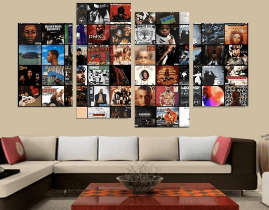 Real Hip Hop Wall Art - Framed Rap Canvas - Hip Hop Collage Poster Rap Prints - Customize Your Own Album Covers - Hip Hop Gift Idea