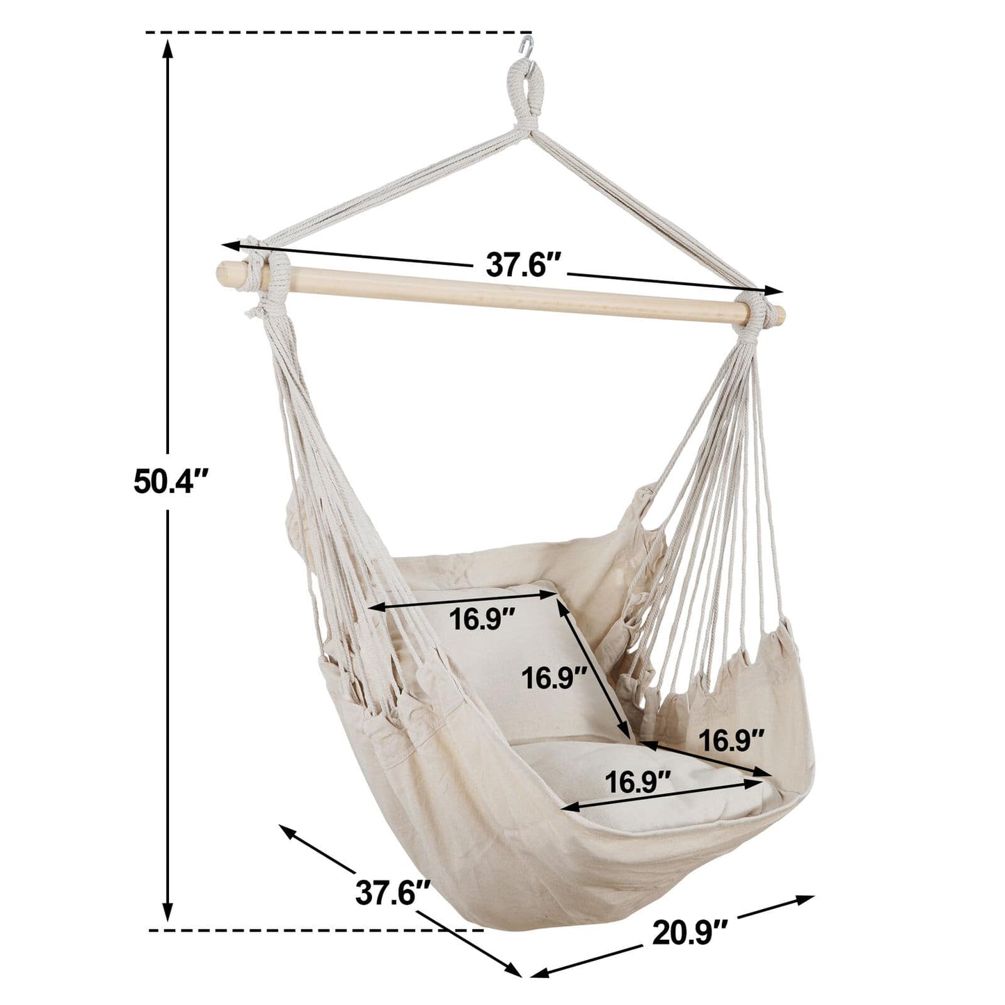 Hammock Chair Swing - Porch Hammock Swing - Hanging Chair - Outdoor, Beige, Netting