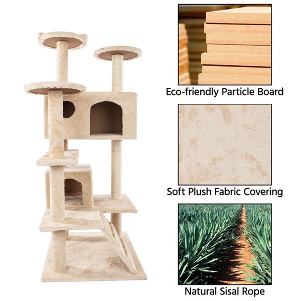 52" Cat Tree House - Cat Climb Tree - Cat Tower Beige