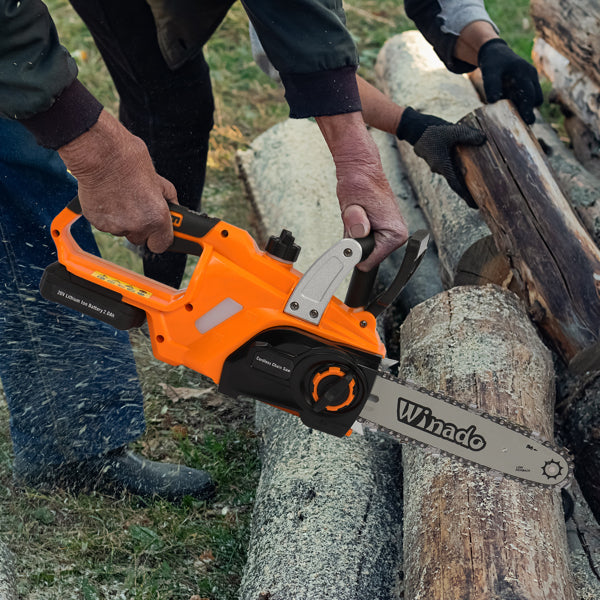 20V 10in 2.0AH Cordless Lithium Battery with Fast Charging Dock Charging Saw Orange - Fast Charging Dock Wood Cutter - Power Share Cordless Chainsaw