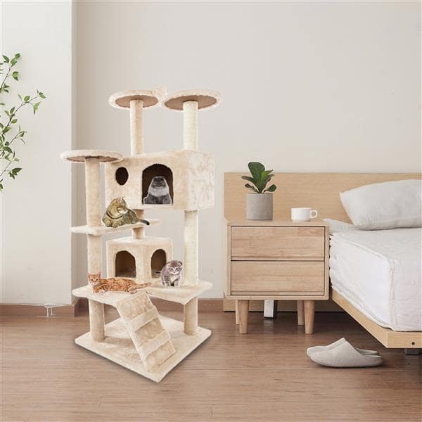 52" Cat Tree House - Cat Climb Tree - Cat Tower Beige