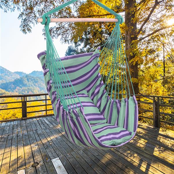 Canvas Hanging Rope Chair with Pillows - Hammock Chair Swing -  Porch Hammock Swing