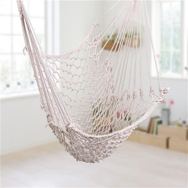 Canvas Hanging Rope Chair with Pillows - Hammock Chair Swing -  Porch Hammock Swing