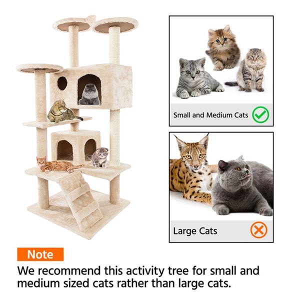 52" Cat Tree House - Cat Climb Tree - Cat Tower Beige