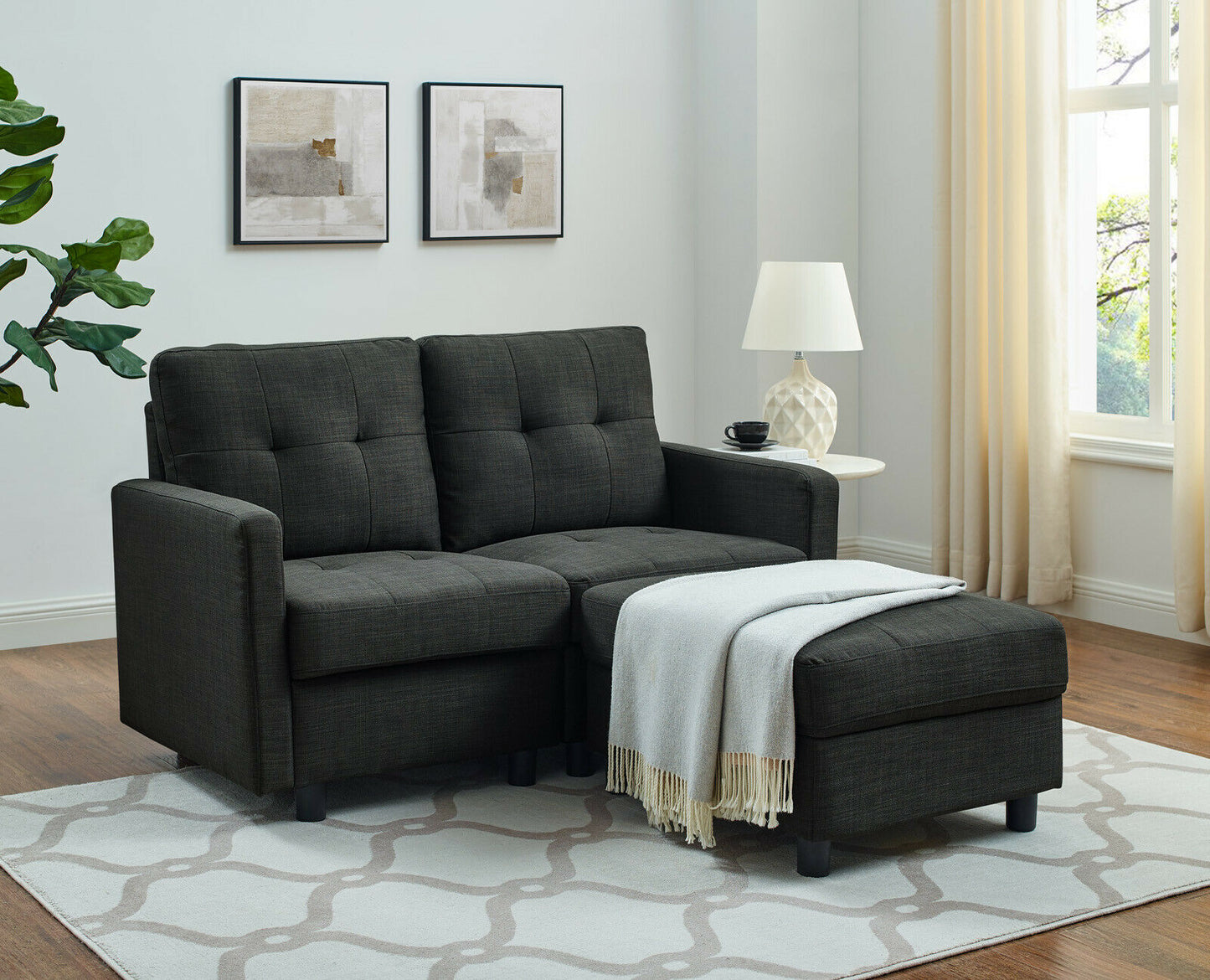 Sectional Sofa Set - Modern Linen Build Your Own Sofa with Reversible Chaise - L-Shaped Couch - L-Shaped Sofa Set